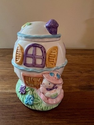 Easter Bunny Easter Cottage Egg Shaped Trinket Boxes Girl 1990s