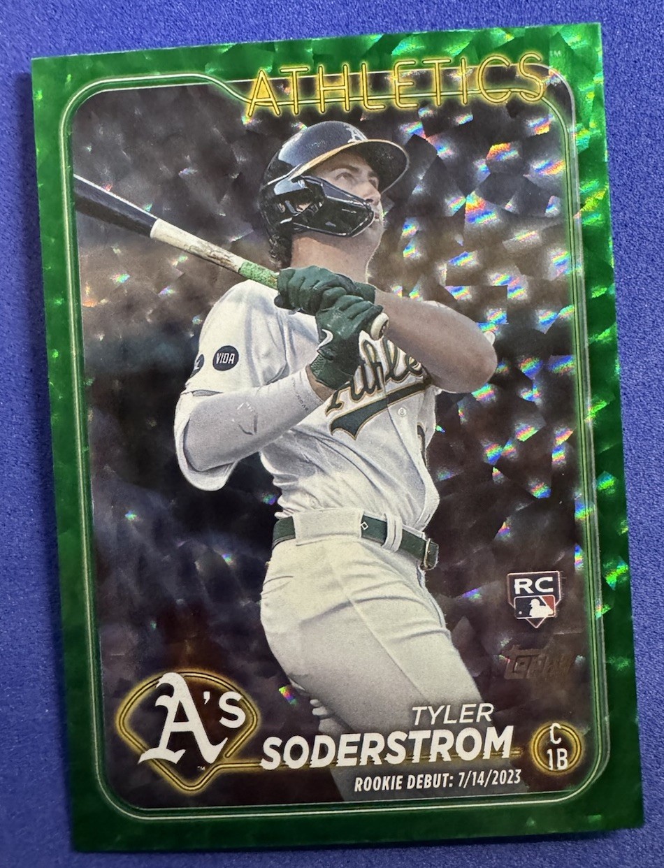 2024 Topps Update (RC) Debut Tyler Soderstrom #US116 Green Crackle /499 Athletic