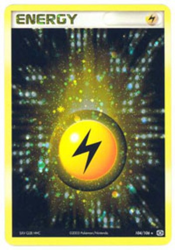 Heavily Played Lightning Energy - 104/106 - Rare Holo Pokemon Emerald