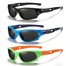 3 Pack Flexible Kids Polarized Sunglasses For Boys Girls With Strap, Sport Su...