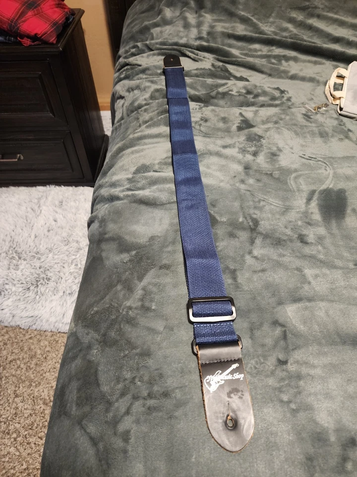 Correa de guitarra personalizada York City Music azul vintage Foto 2 de 2