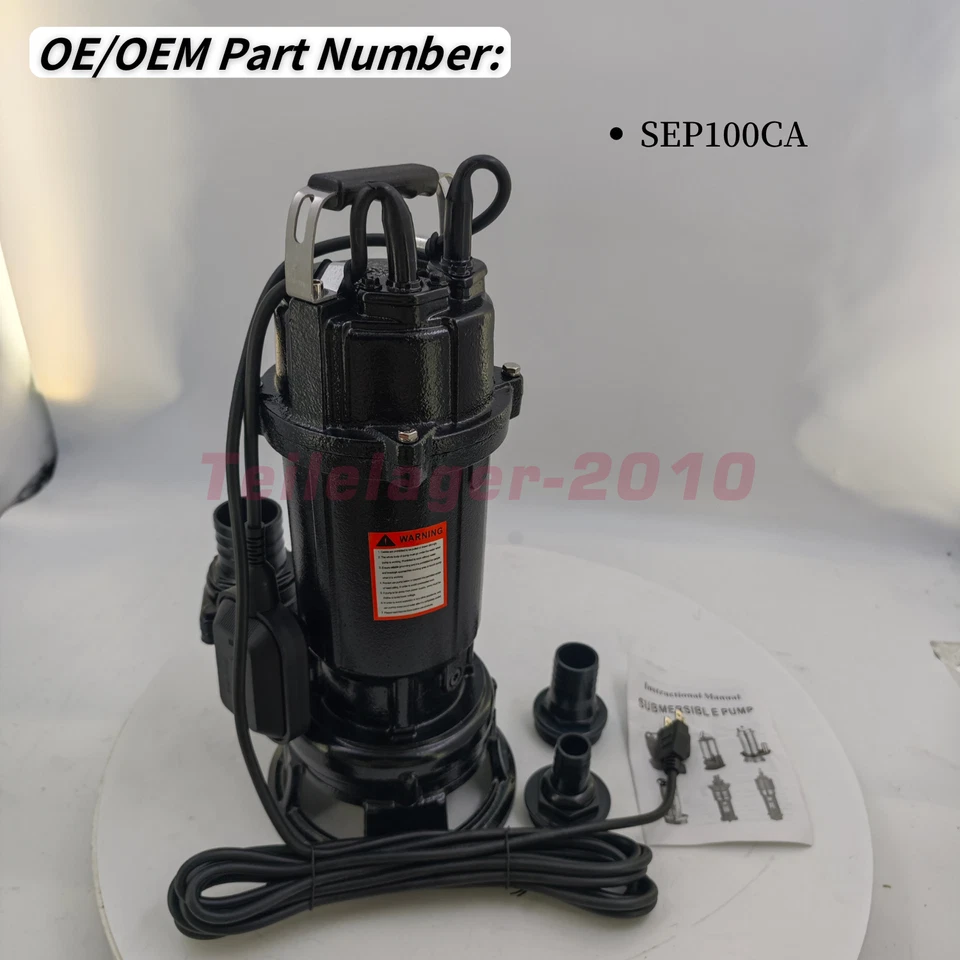 Bomba amoladora de aguas residuales 1HP 4200 220V GPH 2''NPT para sótano sumidero lavabo pozo de aguas residuales Foto 3 de 4