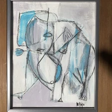 Beto Mejia Original Modern Abstract Cubist Art Painting Figure Mixed Media