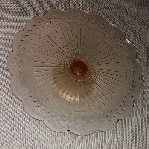 Vintage Laurel Leaf Pink Depression 11.75” Glass Cake Stand 1930-1940 Era
