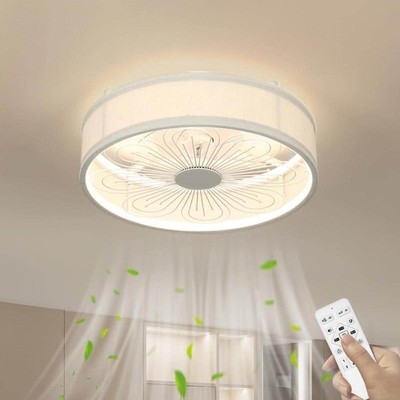 TOZING 20 in. Smart White Low Profile Flush Mount Ceiling Fan Light with Remote