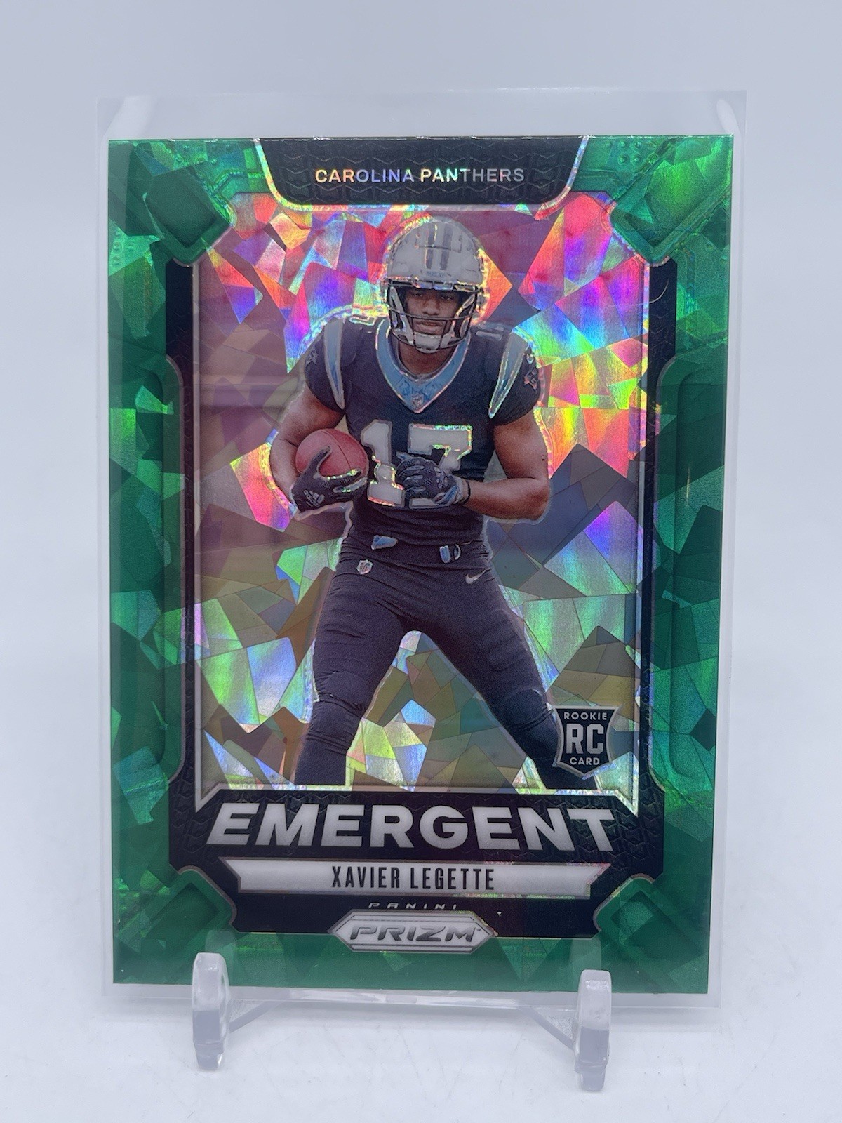 2024 Panini Prizm Xavier Legette Emergent Green Cracked Ice SP RC #15 Panthers