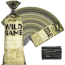 400 Pcs Reusable Wild Game Meat Bags, 1 lb Capacity, Black, Twist Tie Closure...