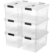 6-Pack 19 Quart Clear Storage Bins with Lids - Stackable Organizing Boxes