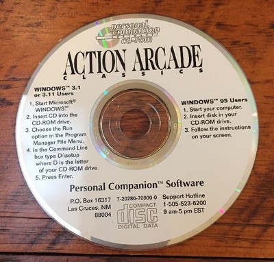 Action Arcade Classics Personal Companion Software Disc CD CD-ROM