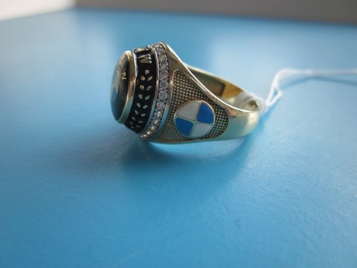 BMW Ring Gold massiv 585 7,6g Große 20,5mm, 8mm Diameter des schw. Kreises Top! - Bild 4 von 12