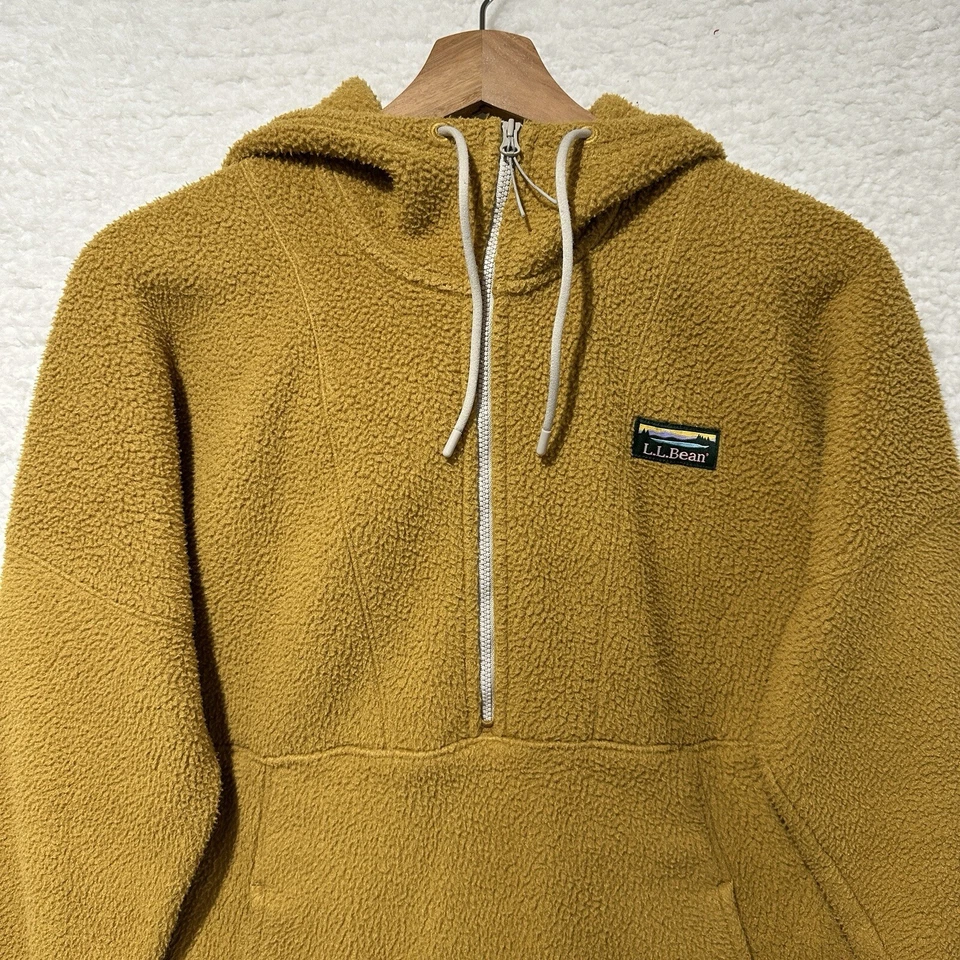 L.L. Sudadera con capucha Bean para mujer amarillo mostaza Katahdin polar media cremallera talla XS Foto 4 de 4