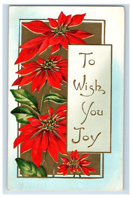 Circa 1910 Christmas Red Flowers Postcard F43E