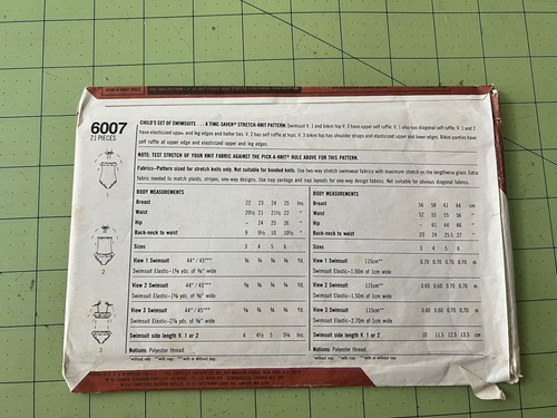 Vintage Simplicity 6007 Sewing Pattern Girls Bikini Swimsuit Ruffled~Size 5 - Picture 2 of 2