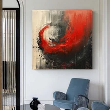 Modern Home Decor Handmade Abstract Oil Painting on canvsa red Living Room
