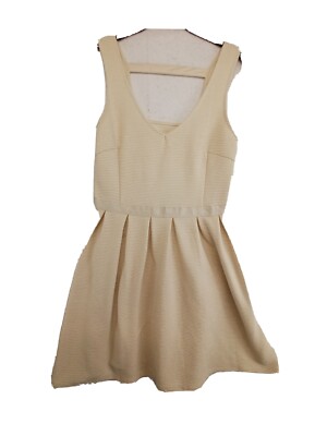 american eagle cream dress American Eagle Dress Women's 6 Cream Cut Out Back Flare Sleeveless Dress