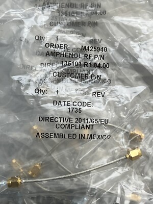 Amphenol RF P/N 135101-R1-04.00 4inch SMA cable