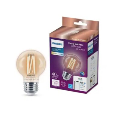 4 PACK--40-Watt Equivalent G16.5 Smart Wi-Fi Vintage Edison 