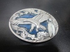 Siskiyou Belt Buckle A-2, Pewter  Enamel Eagle  Feathers