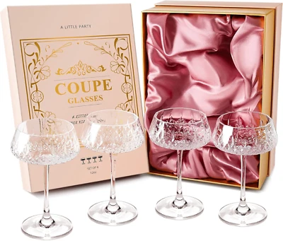 VIMERPA Coupe Glasses, Martini Glasses Set of 4, Vintage Champagne Coupe Glasses, 8Oz La