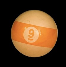 Vtg Replacement Number 9 Yellow Stripe Pool Ball 2 1/4" D Played With Condition