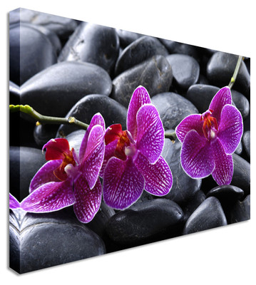 Zwei rosa Orchidee Blumen Blume Leinwand Wandbild Bild Druck
