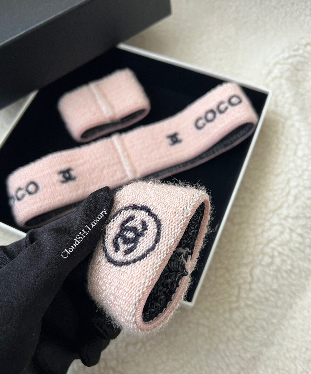 Auth Chanel Sport Line CC Logo Pink Terry Cloth Sweatband Set | eBay