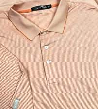 RLX Ralph Lauren Polo Shirt Mens XL Orange Striped Golf Short Sleeve Performance