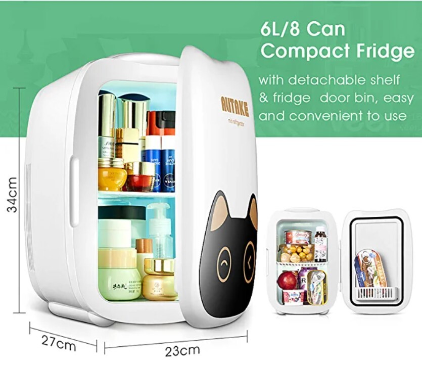 Alitake Skincare Fridge, Mini Fridge Portable Cooler and Warmer Beauty Fridge