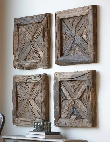 RENNICK RECLAIMED AGED RUSTIC WOOD WALL PANEL SHUTTER WALL ART UTTERMOST 04014 - Picture 4 of 5