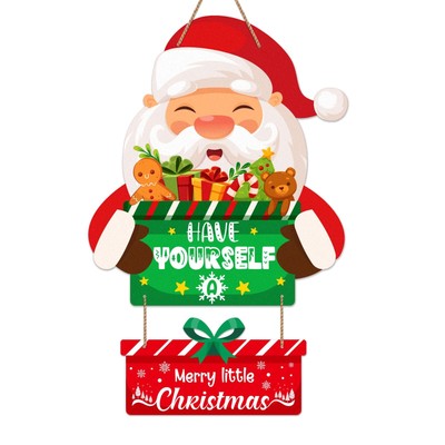 Santa Christmas Welcome Sign for Door Merry Christmas Hanger Decor for Front ...