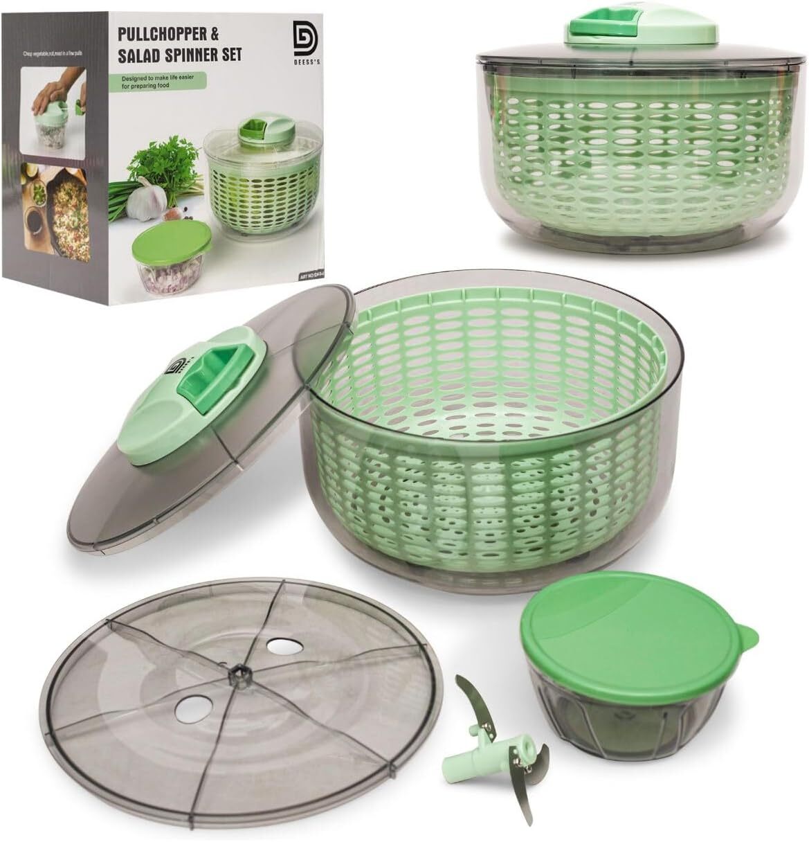Manual Salad Spinner with Vegetable Chopper 6 L lettuce vegetable spinner with p-image