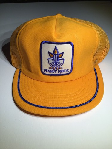 Vintage Peanut Pride Yellow Farmer Snapback Mesh Tractor Trucker Hat