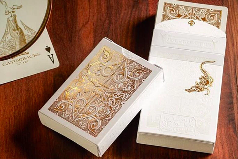 SOLD OUT- White & Gold Gatorbacks playing cards by David