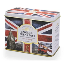 Ahmad Tea Nostalgic Britain Caddy with English Breakfast Tea - 20 Foil Teabags