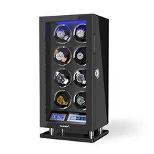 LCD Remote Control Automatic 8 Watch Winder Display Case Box Fingerprint Unlock