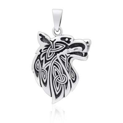 Wolf Fenrir Silver Amulet Pendant Pendant 925 Sterling Chain Celtic Viking 