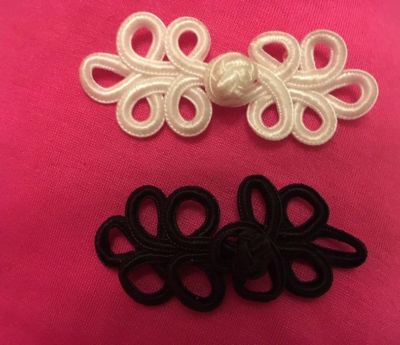 6 pairs Black  handmade Frog Small 5 loops 2 1/8''