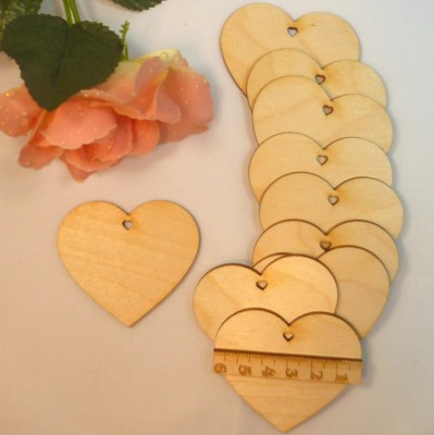 Heart with Heart Hole 6 cm 8 cm 11 cm Wood Decoration Table Decoration Various Quantities