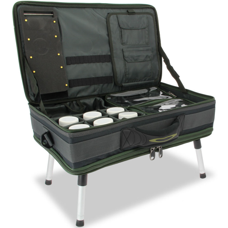 CARP FISHING BIVVY TABLE SYSTEM BAG WITH GLUG BAIT POTS BAGS NGT