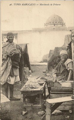 CARTE POSTALE AFRIQUE MAROC TYPES MAROCAINS MARCHANDS DE FRITURES
