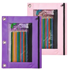 Sooez Pencil Pouch for 3 Ring Binder, 2 Pack Fabric Binder Pouch 2 Pockets
