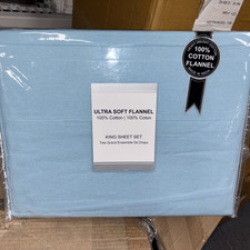 KING Flannel Sheet Set 100 Cotton ULTRA Soft, LIGHT BLUE OEKO-TEX BRAND NEW