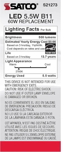S21273 5.5B11/LED/927/CL/120V/E12-6 Pack - Picture 8 of 9