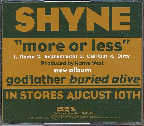 Shyne - More or Less RARE promo radio only CD single - Foto 2 di 2
