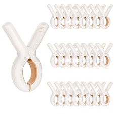 Frcctre 30 Pack Beach Towel Clips, Heavy-Duty Plastic Clothes Middle, White