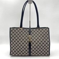 GUCCI Jackie Tote bag Shoulder GG canvas black Vintage Authentic From Japan