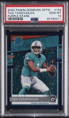 2020 PANINI DONRUSS OPTIC PURPLE STARS TUA TAGOVAILOA ROOKIE RC 24/25 PSA 10