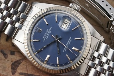 c.1973 Serviced ROLEX Vintage DateJust 1601 Blue σ Dial 36mm cal.1570 #1549