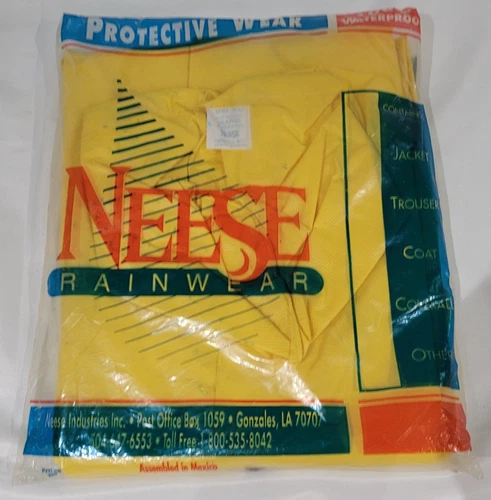 VTG Neese Rainwear 35AJ Yellow Industrial Rain Jacket XL NOS Read Description - product listing photo