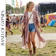 Boho Open Front Kimono Duster Band of Gypsies, Size Extra Small